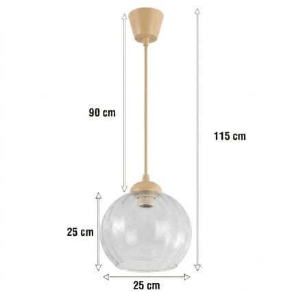 Brilagi - LED-Hängeleuchte mit Kabel RETRO GLASS 1xE27/60W/230V Ø 25 cm beige/klar