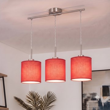 Brilagi - LED-Hängeleuchte mit Kabelaufhängung NUBILA 3xE27/60W/230V rot