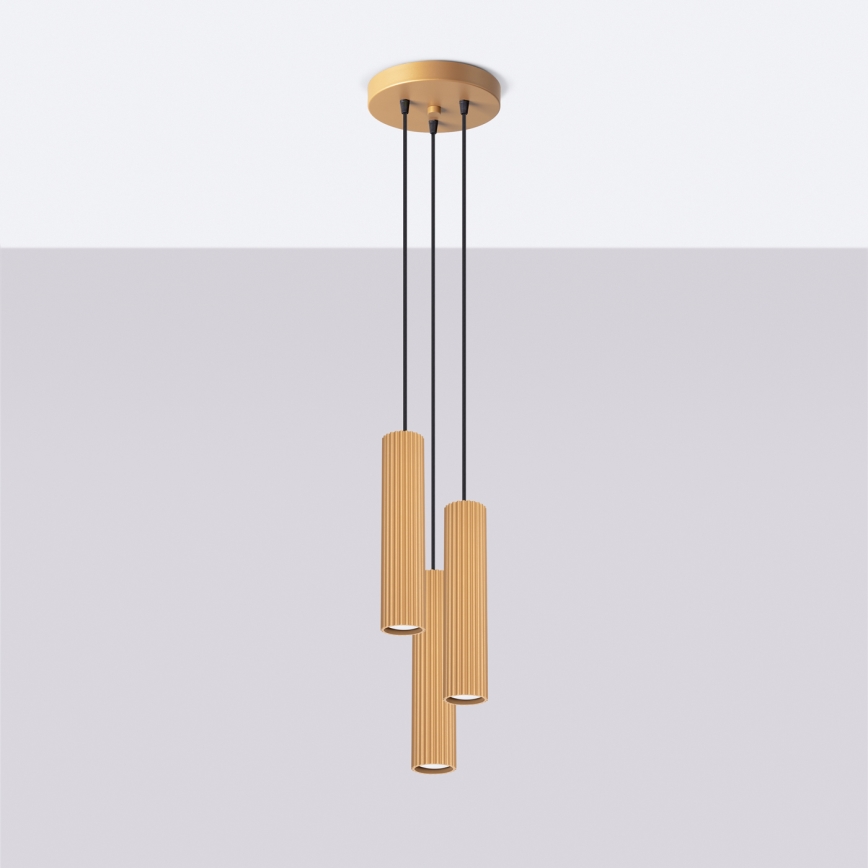 Brilagi - LED-Hängeleuchte mit Seilaufhängung CRESTO 3xGU10/10W/230V goldfarben