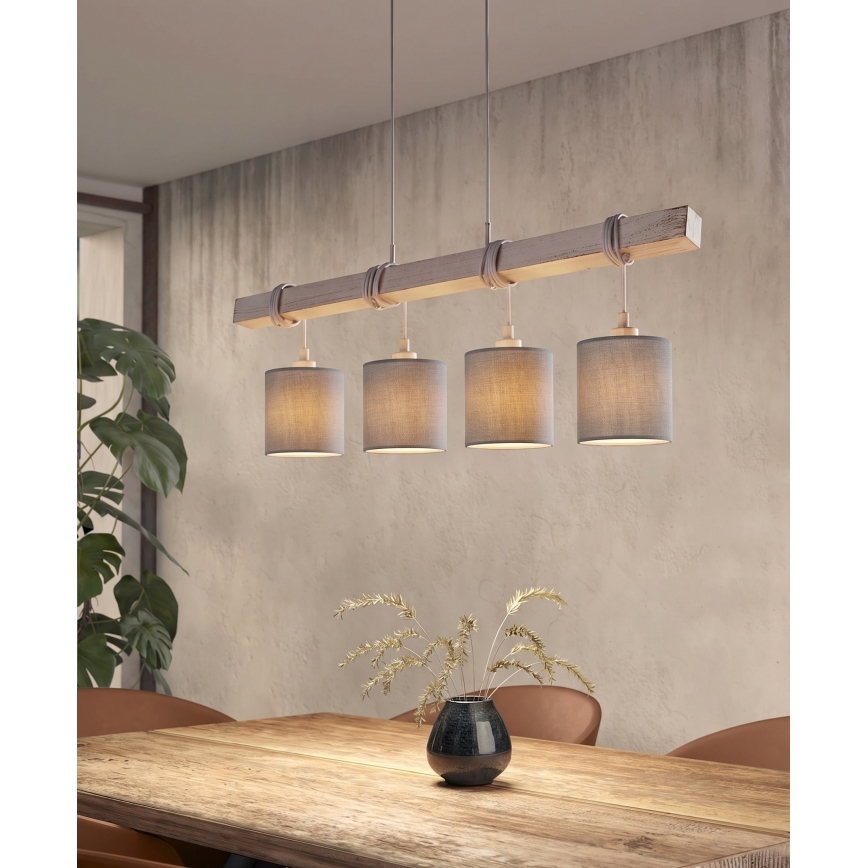 BRILAGI - LED-Hängeleuchte mit Seilaufhängung NUBILA 4xE27/60W/230V hellgrau