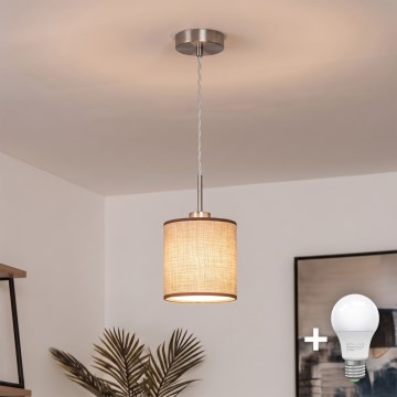 Brilagi - LED-Hängeleuchte NUBILA mit Kabelaufhängung 1xE27/60W/230V, Ø 14 cm, braun