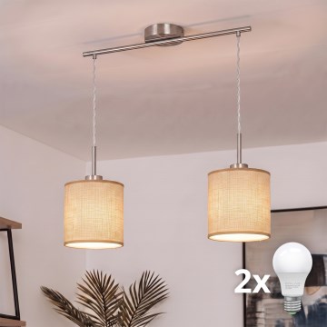 Brilagi - LED-Hängeleuchte NUBILA mit Kabelaufhängung, 2xE27/60W/230V, hellbraun