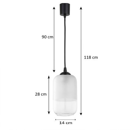 Brilagi - LED-Hängeleuchte RETRO GLASS mit Kabelaufhängung 1xE27/60W/230V Ø 14 cm schwarz/weiß