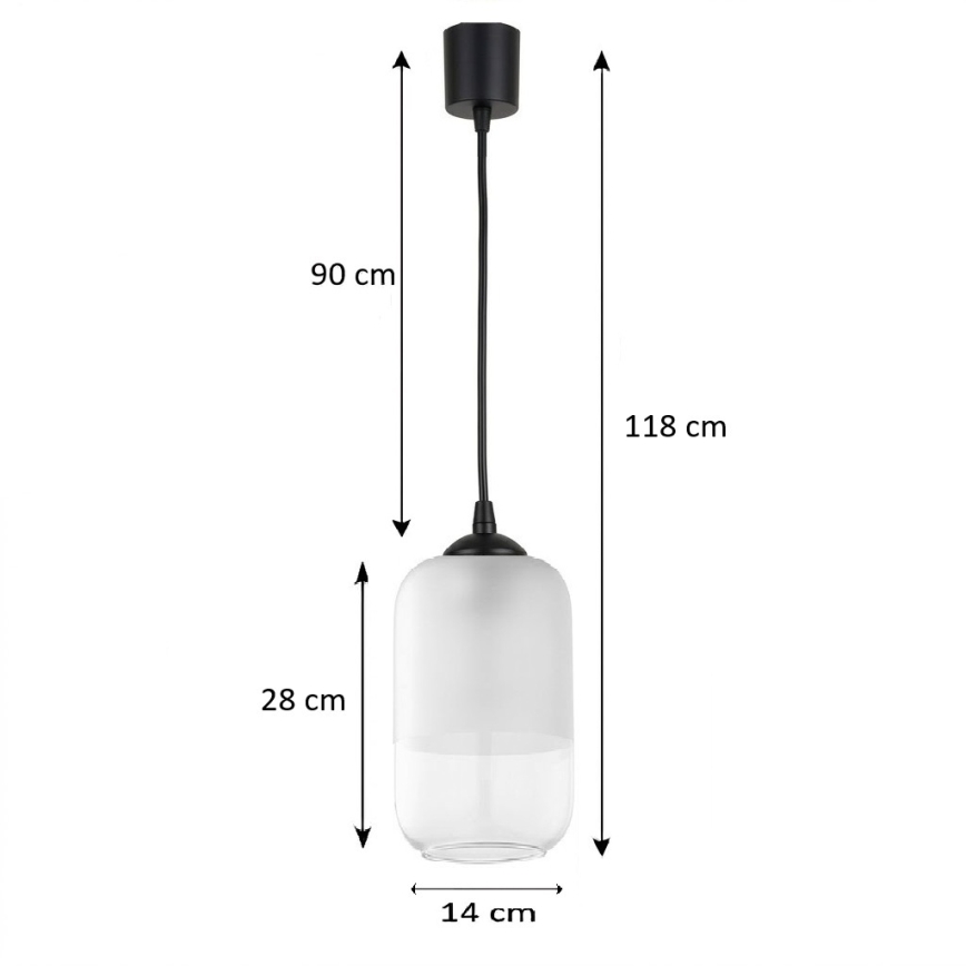 Brilagi - LED-Hängeleuchte RETRO GLASS mit Kabelaufhängung 1xE27/60W/230V Ø 14 cm schwarz/weiß