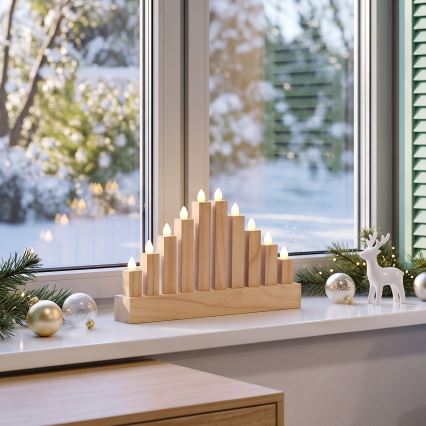 BRILAGI - LED hölzerner Weihnachtskerzenhalter 10xLED/2xAA