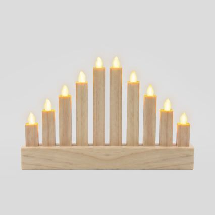BRILAGI - LED hölzerner Weihnachtskerzenhalter 10xLED/2xAA