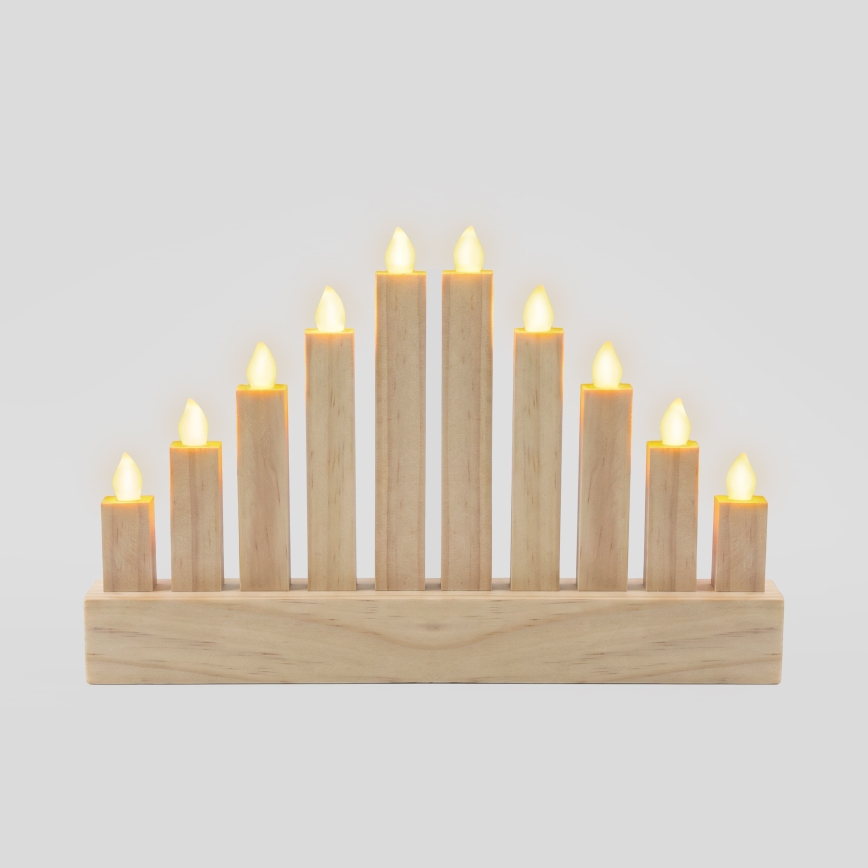 BRILAGI - LED hölzerner Weihnachtskerzenhalter 10xLED/2xAA