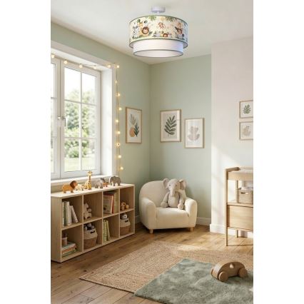 Brilagi - LED aufgesetzte Kinder-Deckenleuchte BOBO 1x E27/10W/230V Ø 40 cm Creme/Grün/Dschungel