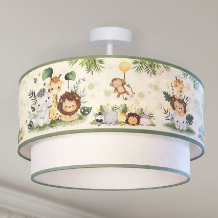 Brilagi - LED aufgesetzte Kinder-Deckenleuchte BOBO 1x E27/10W/230V Ø 40 cm Creme/Grün/Dschungel