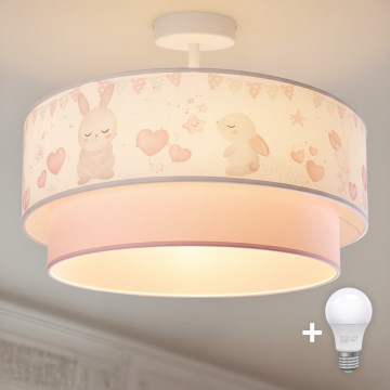 Brilagi - LED Kinder-Aufbau-Deckenleuchte BOBO 1xE27/60W/230V Ø 40 cm creme/rosa/Häschen