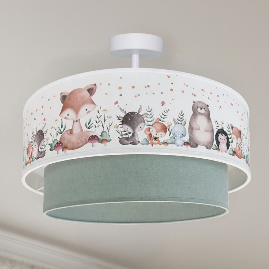 Brilagi - LED Kinder-Aufgesetzte Deckenleuchte BOBO 1xE27/60W/230V Ø 40 cm weiß/grün/Tiermotive