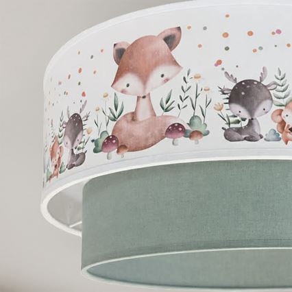 Brilagi - LED Kinder-Aufgesetzte Deckenleuchte BOBO 1xE27/60W/230V Ø 40 cm weiß/grün/Tiermotive