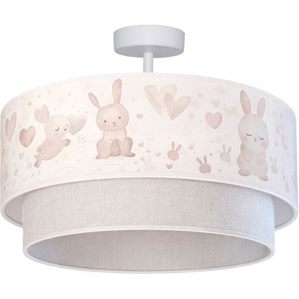 Brilagi - LED Kinder-Deckenleuchte BOBO 1xE27/60W/230V Ø 40 cm creme/grau/Hasenmotiv