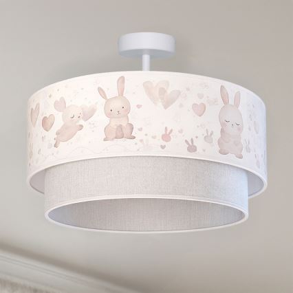 Brilagi - LED Kinder-Deckenleuchte BOBO 1xE27/60W/230V Ø 40 cm creme/grau/Hasenmotiv