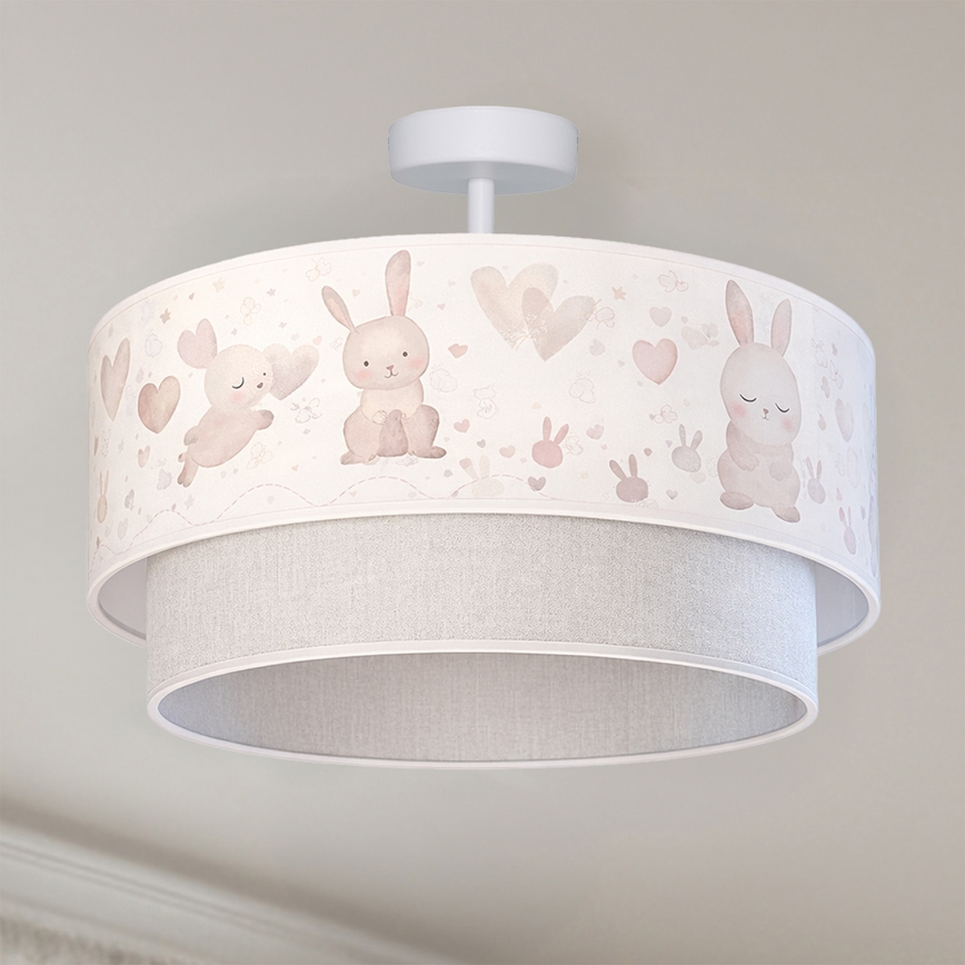 Brilagi - LED Kinder-Deckenleuchte BOBO 1xE27/60W/230V Ø 40 cm creme/grau/Hasenmotiv
