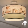 Brilagi - LED Kinder-Aufgesetzte Deckenleuchte BOBO 1xE27/60W/230V Ø 40 cm weiß/grün/Tiermotive