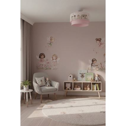 Brilagi - LED Kinder-Aufputz-Deckenleuchte BOBO 1xE27/60W/230V Ø 40 cm rosa/Feen