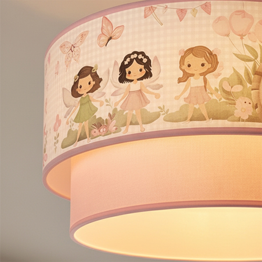 Brilagi - LED Kinder-Aufputz-Deckenleuchte BOBO 1xE27/60W/230V Ø 40 cm rosa/Feen