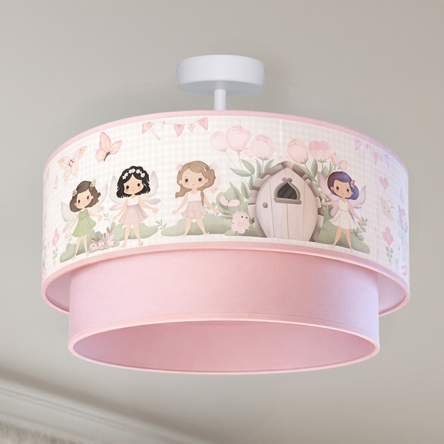 Brilagi - LED Kinder-Aufputz-Deckenleuchte BOBO 1xE27/60W/230V Ø 40 cm rosa/Feen