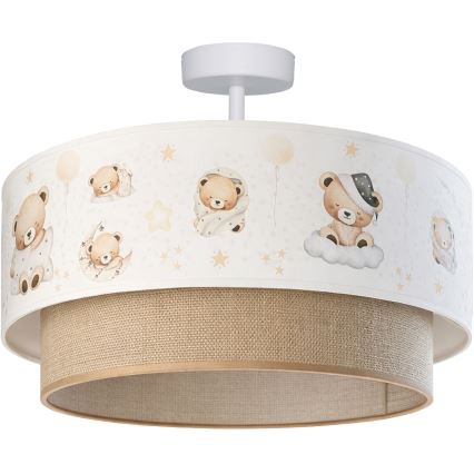 Brilagi - LED Kinder-Aufbau-Deckenleuchte BOBO 1xE27/10W/230V Ø 40 cm weiß/beige mit Teddybären-Motiv