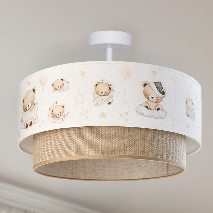 Brilagi - LED Kinder-Aufbau-Deckenleuchte BOBO 1xE27/10W/230V Ø 40 cm weiß/beige mit Teddybären-Motiv