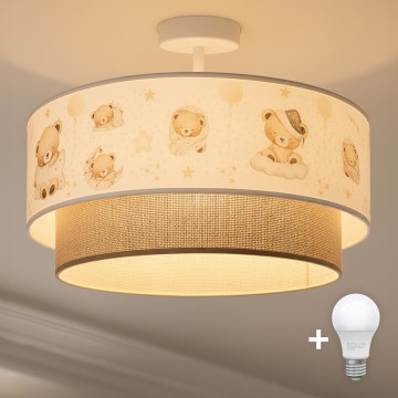 Brilagi-LED Kinder-Deckenleuchte BOBO 1xE27/60W/230V Ø 40 cm weiß/beige/mit Bär