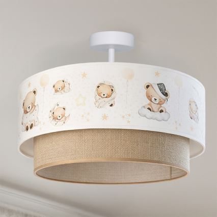Brilagi-LED Kinder-Deckenleuchte BOBO 1xE27/60W/230V Ø 40 cm weiß/beige/mit Bär
