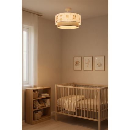 Brilagi - LED Kinder-Deckenleuchte BOBO 1xE27/60W/230V Ø 40 cm weiß/beige mit Bärchenmotiv