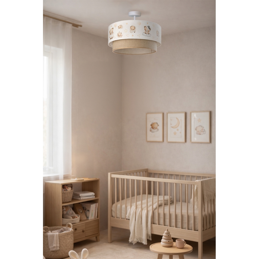 Brilagi - LED Kinder-Deckenleuchte BOBO 1xE27/60W/230V Ø 40 cm weiß/beige mit Bärchenmotiv