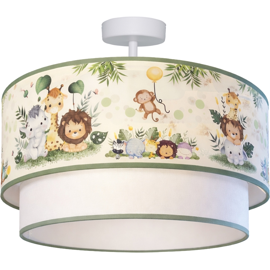 Brilagi - LED-Deckenleuchte für Kinderzimmer BOBO, 1x E27/60W/230V, Durchmesser 40 cm, creme/grün/Dschungel