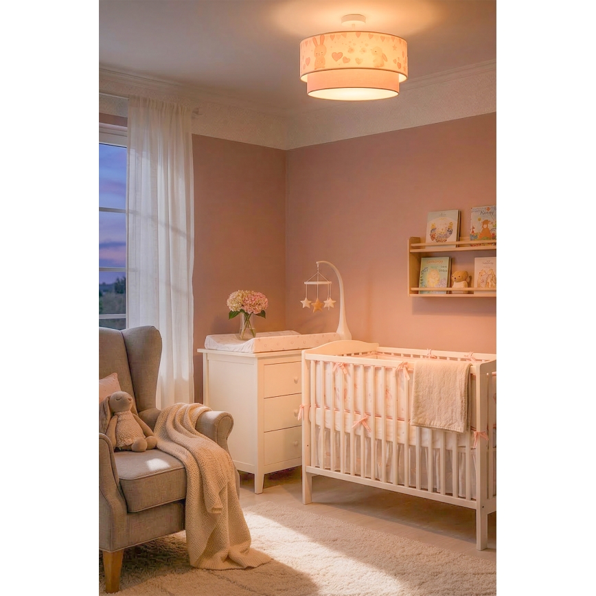 Brilagi - LED Kinder-Aufbau-Deckenleuchte BOBO 1xE27/60W/230V Ø 40 cm creme/rosa/Häschen