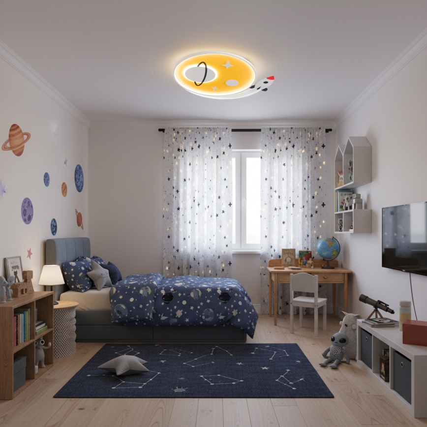 Brilagi -LED Kinder-Deckenleuchte STARSHIP LED/64W/230V 3000/4500K gelb