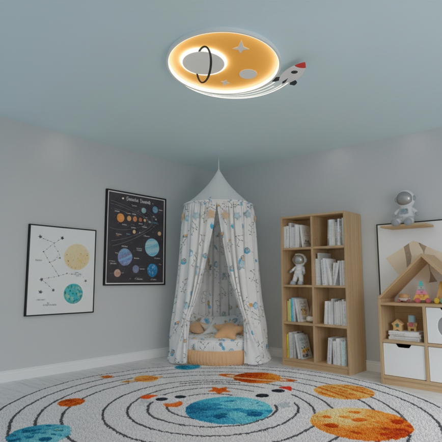 Brilagi -LED Kinder-Deckenleuchte STARSHIP LED/64W/230V 3000/4500K gelb