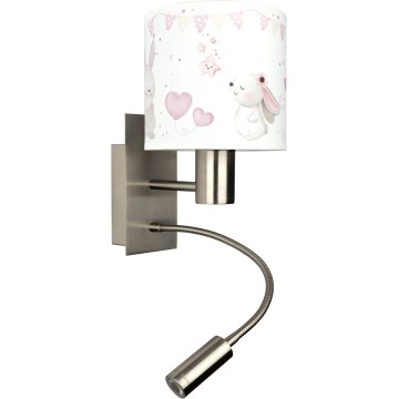 Brilagi - LED Kinder flexible Wandleuchte BOBO 1xE27/25W/230V + LED/3W mattchrom/cremefarben/Häschen