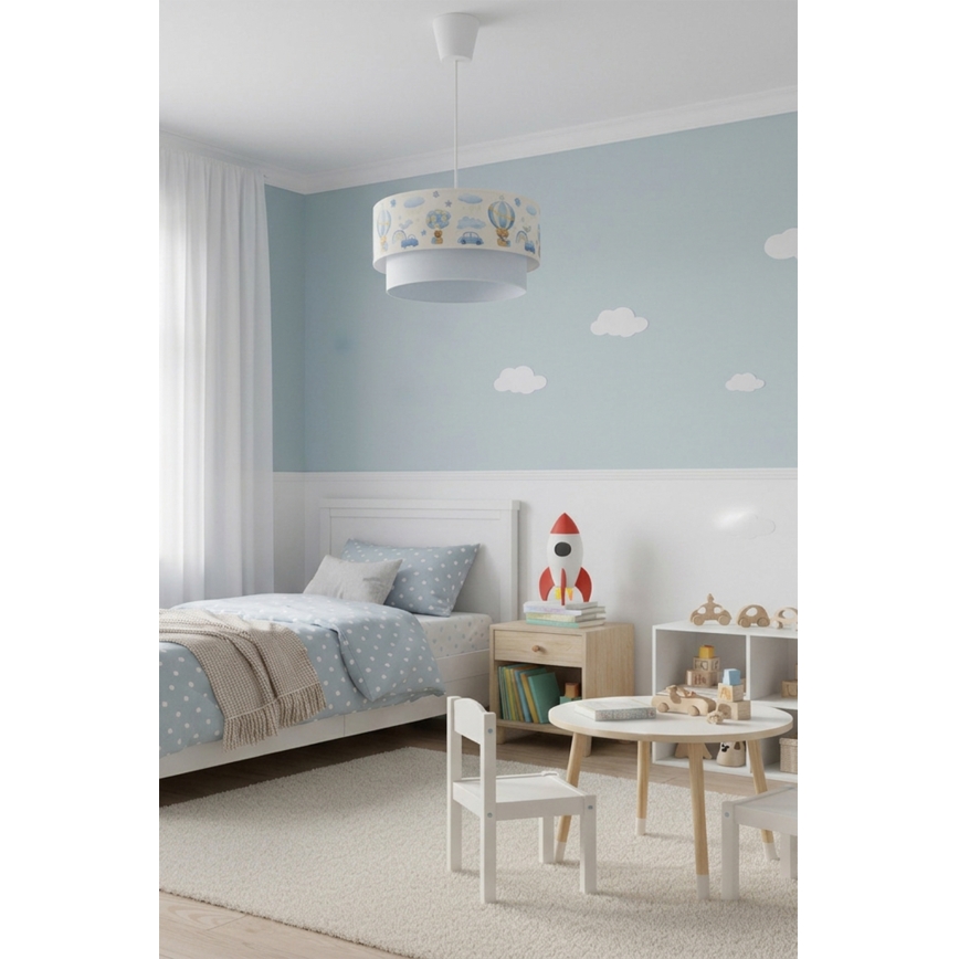 Brilagi-LED Kinder-Hängeleuchte an Kabel BOBO 1xE27/60W/230V pr.40 cm creme/blau/mit Bärmotiv