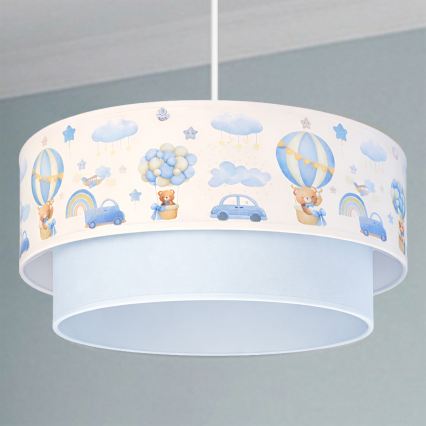 Brilagi-LED Kinder-Hängeleuchte an Kabel BOBO 1xE27/60W/230V pr.40 cm creme/blau/mit Bärmotiv