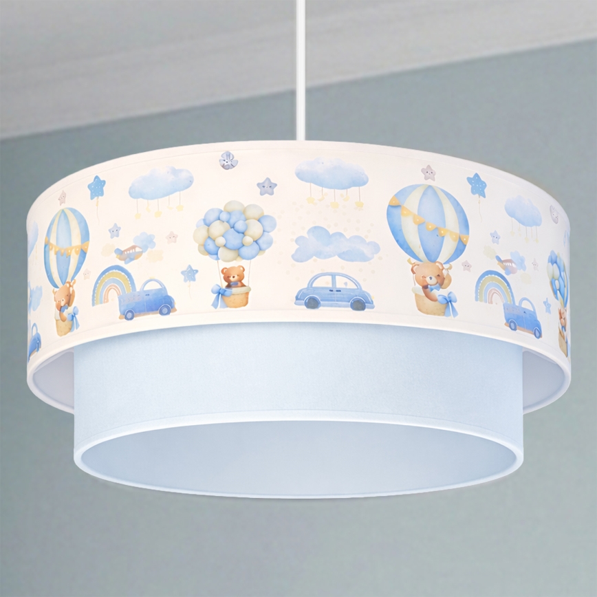 Brilagi-LED Kinder-Hängeleuchte an Kabel BOBO 1xE27/60W/230V pr.40 cm creme/blau/mit Bärmotiv