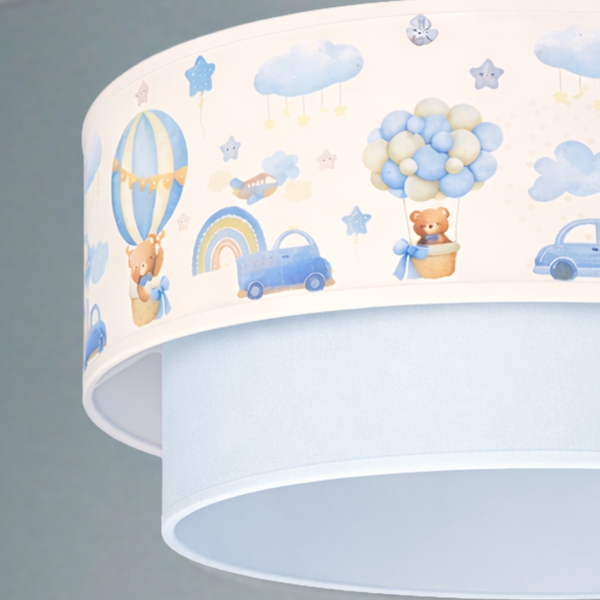 Brilagi-LED Kinder-Hängeleuchte an Kabel BOBO 1xE27/60W/230V pr.40 cm creme/blau/mit Bärmotiv