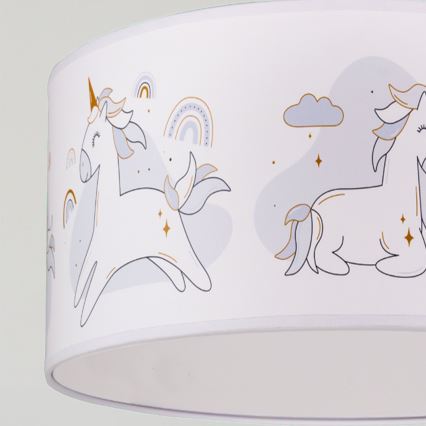 Brilagi - LED-Kinder-Pendelleuchte an Kabel BOBO 1xE27/60W/230V Ø 35 cm weiß/Einhörner
