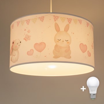 Brilagi - LED Kinder-Hängeleuchte an Kabel BOBO 1xE27/60W/230V Ø 35 cm weiß/Häschen