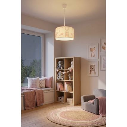 Brilagi - LED Kinder-Hängeleuchte an Kabel BOBO 1xE27/60W/230V Ø 35 cm weiß/Häschen