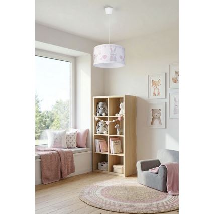 Brilagi - LED-Kinder-Hängeleuchte mit Kabel BOBO 1xE27/60W/230V Ø 35 cm weiß/Tiermotive