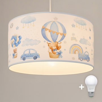 Brilagi - LED Kinder-Pendelleuchte an Kabel BOBO 1xE27/10W/230V Ø 35 cm blau mit Bärchen