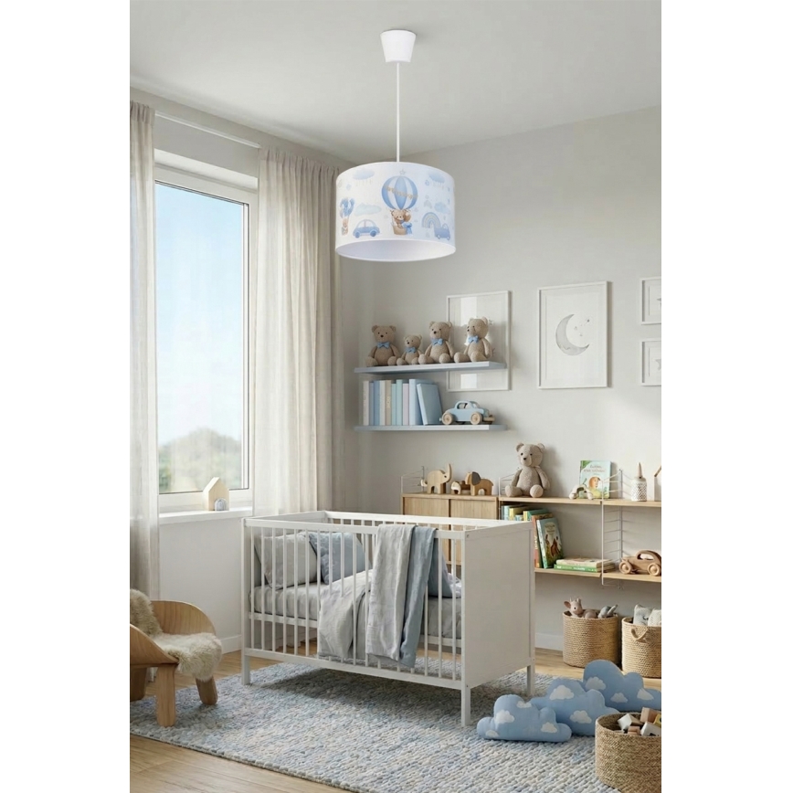 Brilagi - LED Kinder-Pendelleuchte an Kabel BOBO 1xE27/10W/230V Ø 35 cm blau mit Bärchen