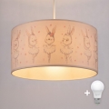 Brilagi - LED-Kinder-Pendelleuchte an Kabel BOBO 1xE27/10W/230V Ø 35 cm weiß/Häschen