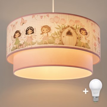Brilagi - LED-Kinder-Pendelleuchte an Kabel BOBO 1xE27/10W/230V Ø 40 cm rosa/Feen