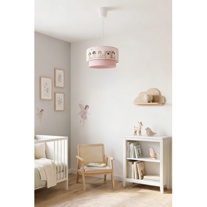 Brilagi - LED-Kinder-Pendelleuchte an Kabel BOBO 1xE27/10W/230V Ø 40 cm rosa/Feen