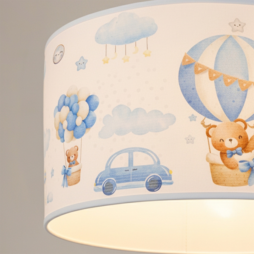 Brilagi - LED Kinder-Pendelleuchte an Kabel BOBO 1xE27/60W/230V Ø 35 cm blau mit Bärchen
