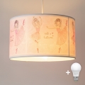 Brilagi - LED-Kinder-Pendelleuchte an Kabel BOBO 1xE27/60W/230V Ø 35 cm rosa/Ballerina-Motive