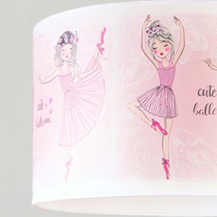 Brilagi - LED-Kinder-Pendelleuchte an Kabel BOBO 1xE27/60W/230V Ø 35 cm rosa/Ballerina-Motive